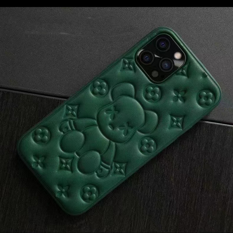Neue Mobiltelefonhülle, Apple iPhone13Pro Lederbär 3D -Prägeprozess Mobiltelefonschutzleder Hülle