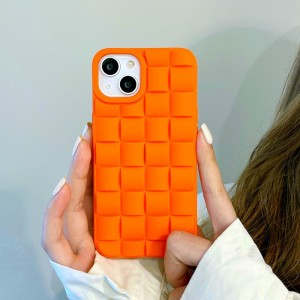 Geeignet für Apple iPhone 14/14 Pro Case, All-Inclusive Herbst-Proof-Mobilfunk-Schutzleder, karierte dreidimensionale TPU-Schutzhülle